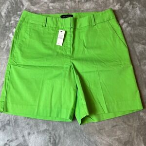 Talbots Women's Bright Green Chino Shorts Size 8 Flat Front Casual Everyday